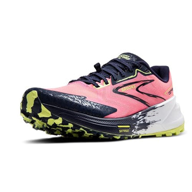 BROOKS Women's Catamount 3 Sneaker, Pink/Peacoat/Sunny Lime Green, 40.5 EU on Sale